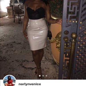 Faux patent leather skirt